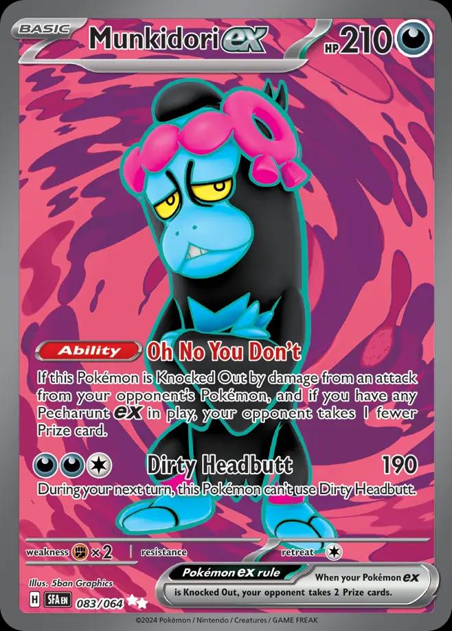 Pokémon-kaart Munkidori ex 83/64 Ultra Rare uit de set Shrouded Fable