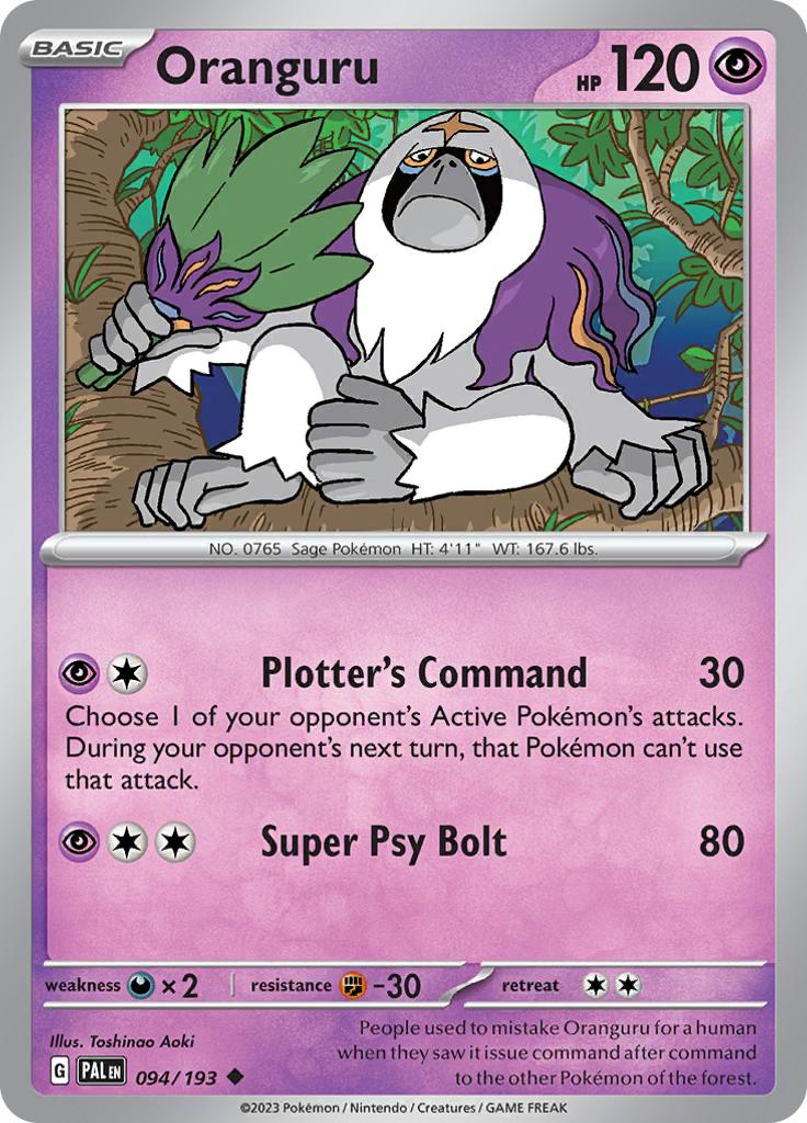 Pokémon-kaart Oranguru 094/193 Uncommon uit de set Paldea Evolved