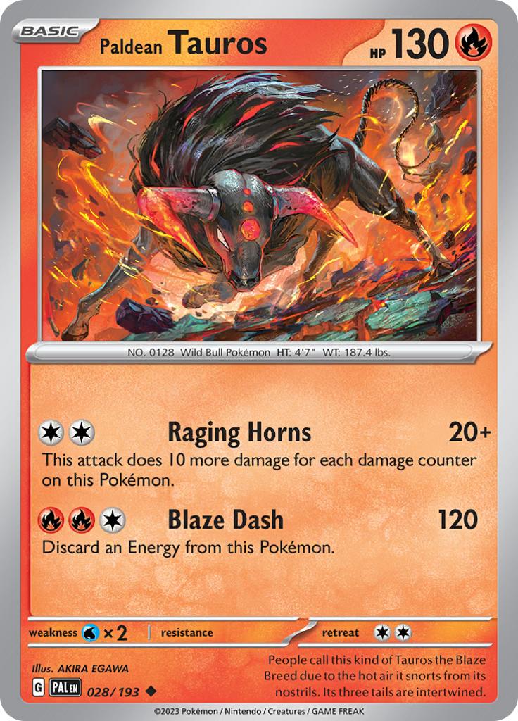 Pokémon-kaart Paldean Tauros 028/193 Uncommon uit de set Paldea Evolved