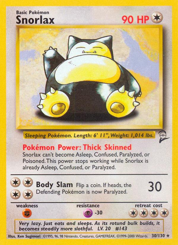 Pokémon-kaart Snorlax 30/130 Rare uit de set Base Set 2 Image principale du produit