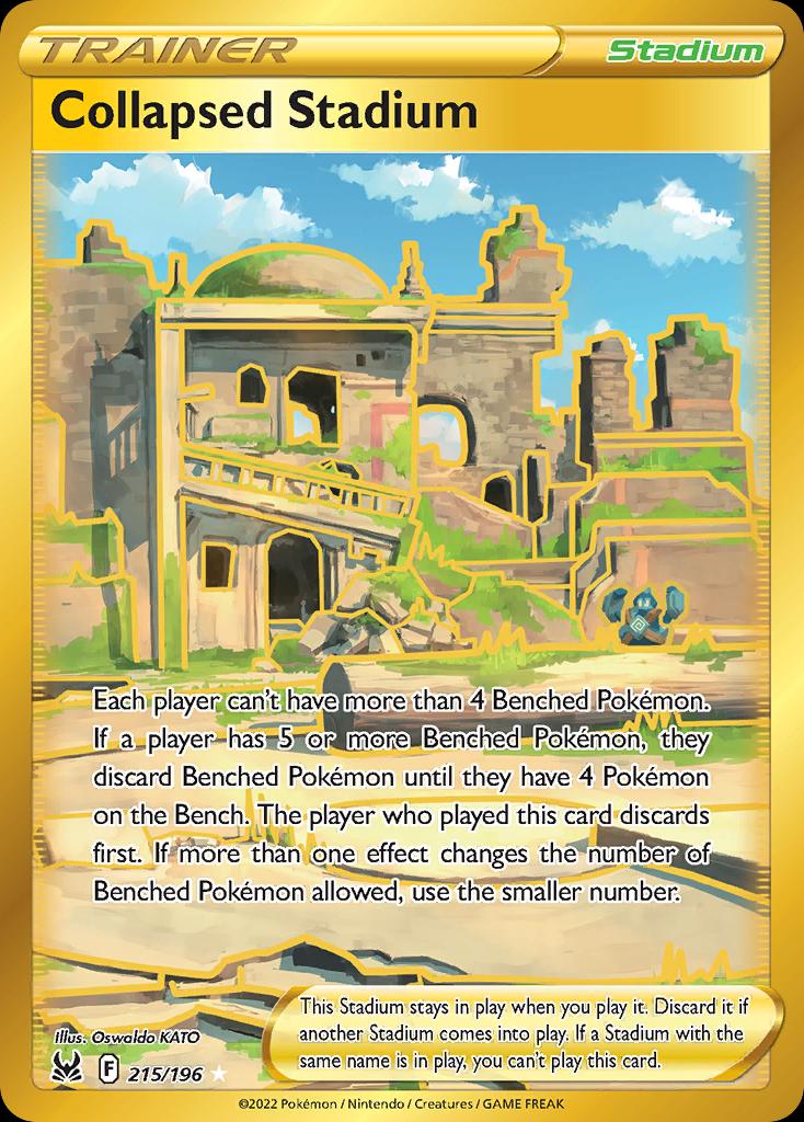 Pokémon-kaart Collapsed Stadium 215/196 Secret Rare uit de set Lost Origin