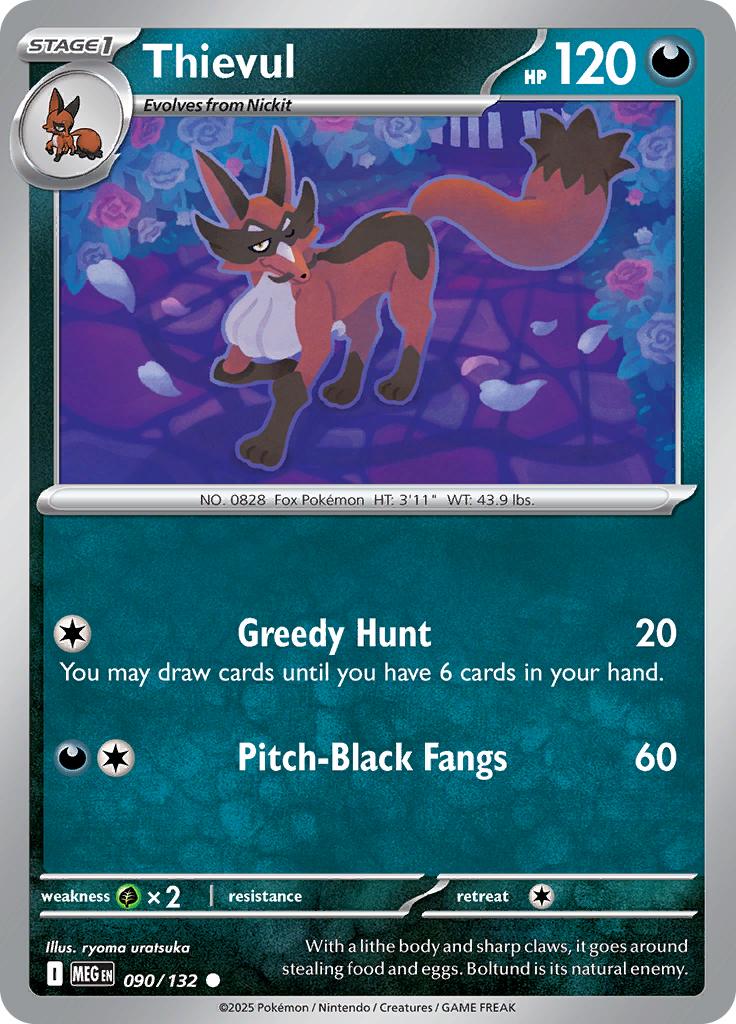 Pokémon-kaart Thievul 090/132 Common uit de set Mega Evolution