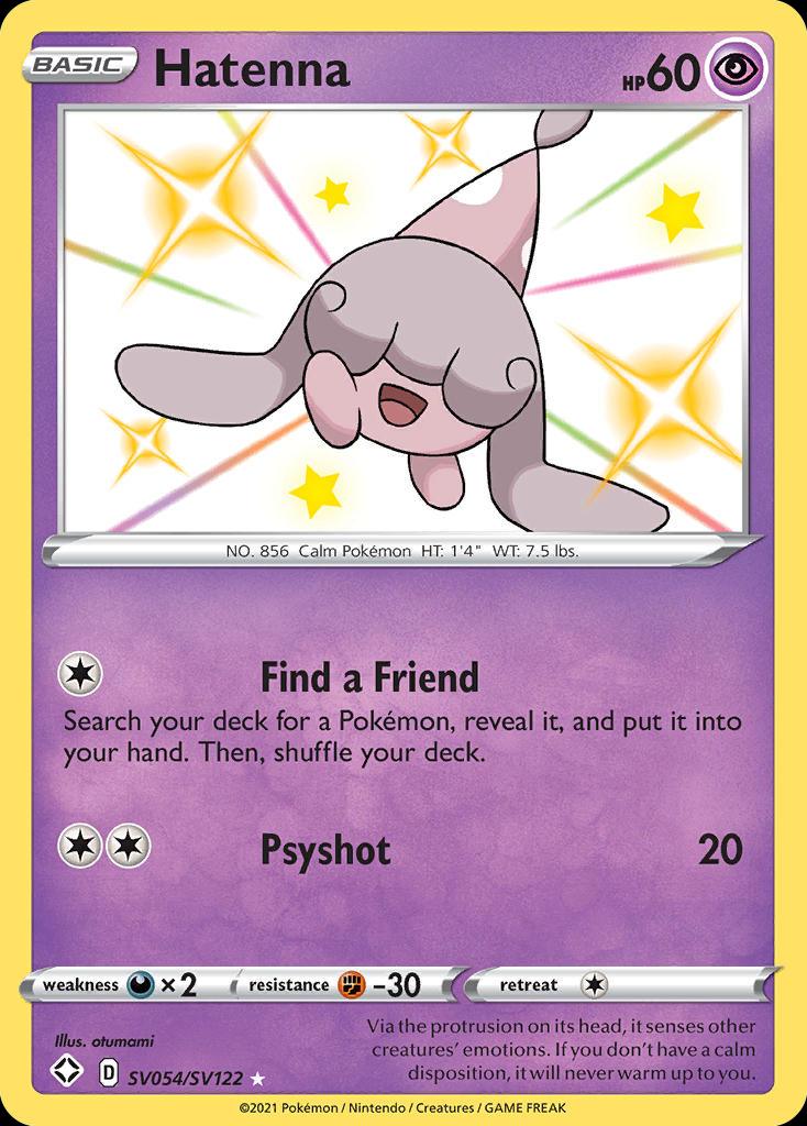 Pokémon-kaart Hatenna SV054/SV122 Secret Rare uit de set Shining Fates