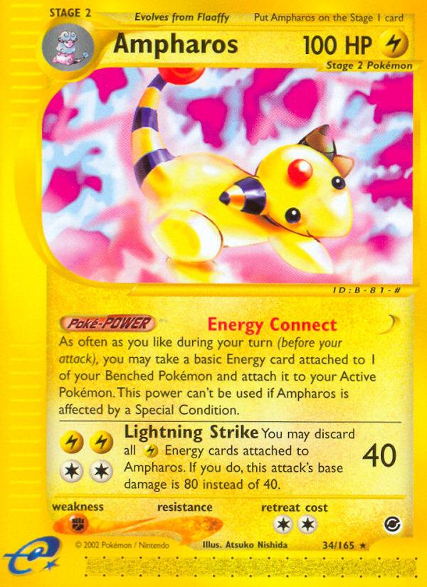 Pokémon-kaart Ampharos 34/165 Rare uit de set Expedition Base Set Hoofdafbeelding