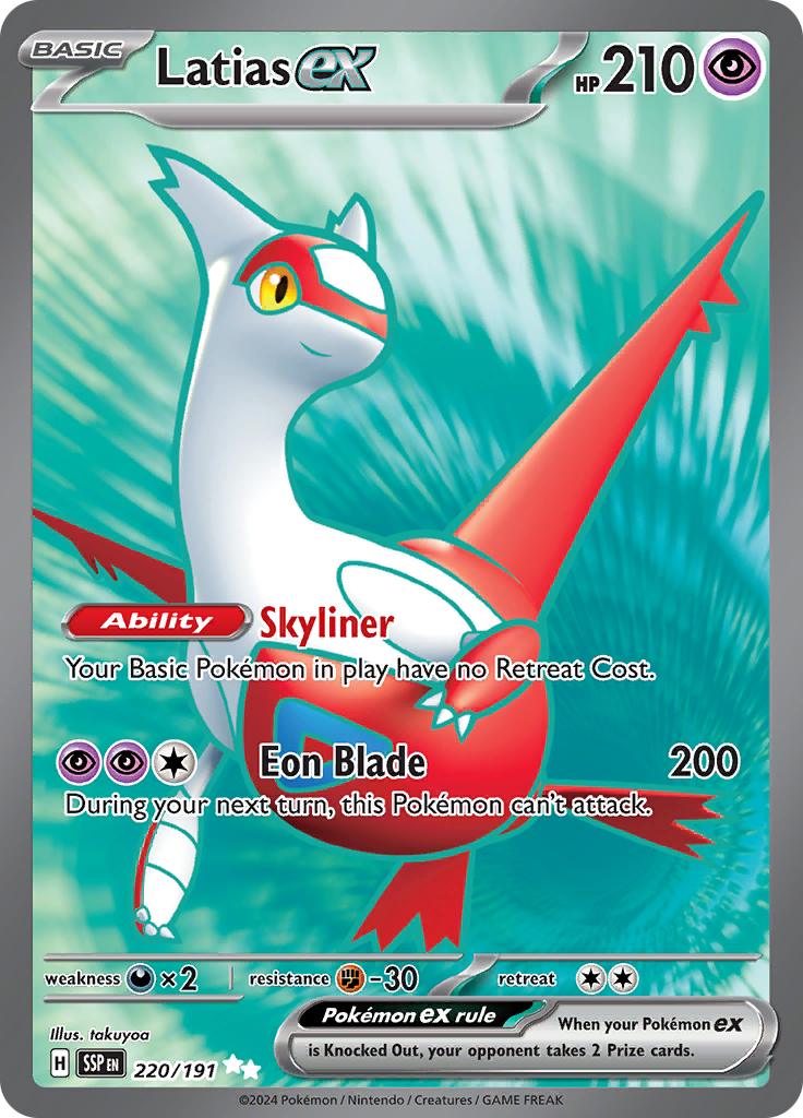 Pokémon-kaart Latias ex 220/191 Ultra Rare uit de set Surging Sparks