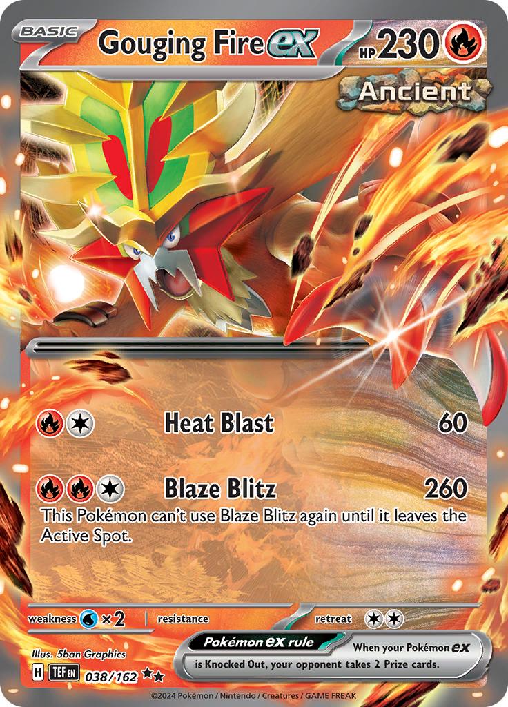 Pokémon-kaart Gouging Fire ex 038/162 Double Rare uit de set Temporal Forces