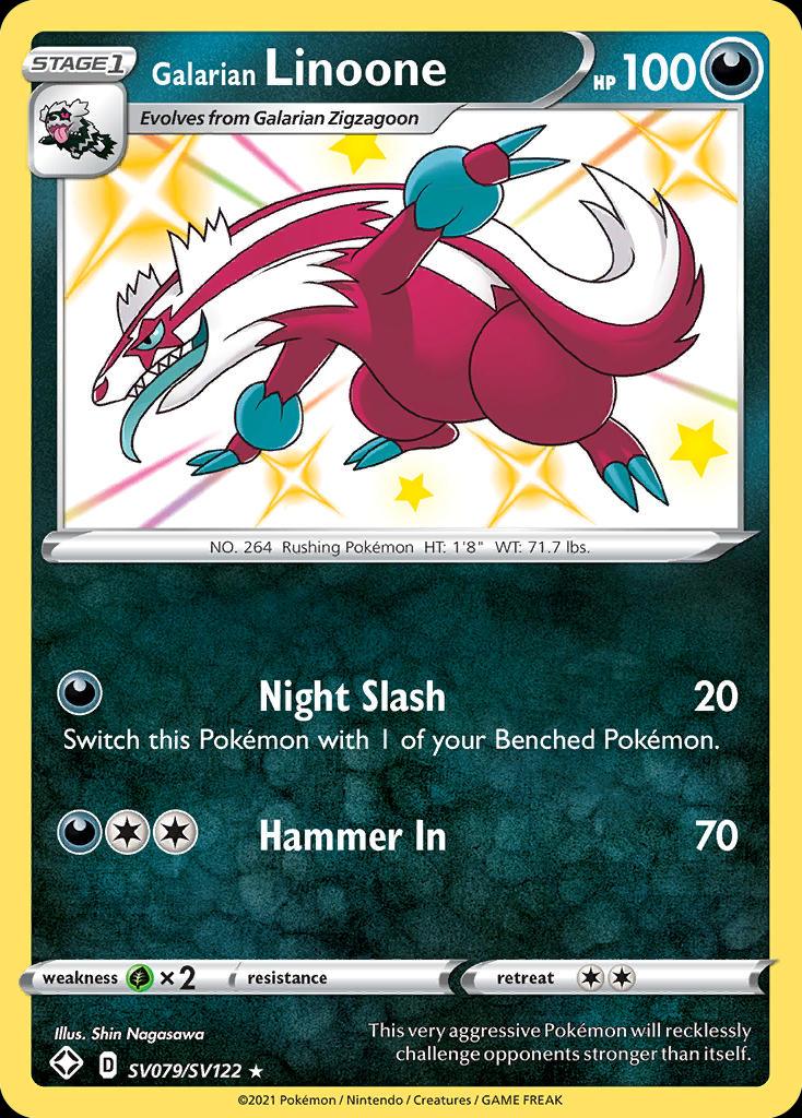 Pokémon-kaart Galarian Linoone SV079/SV122 Secret Rare uit de set Shining Fates