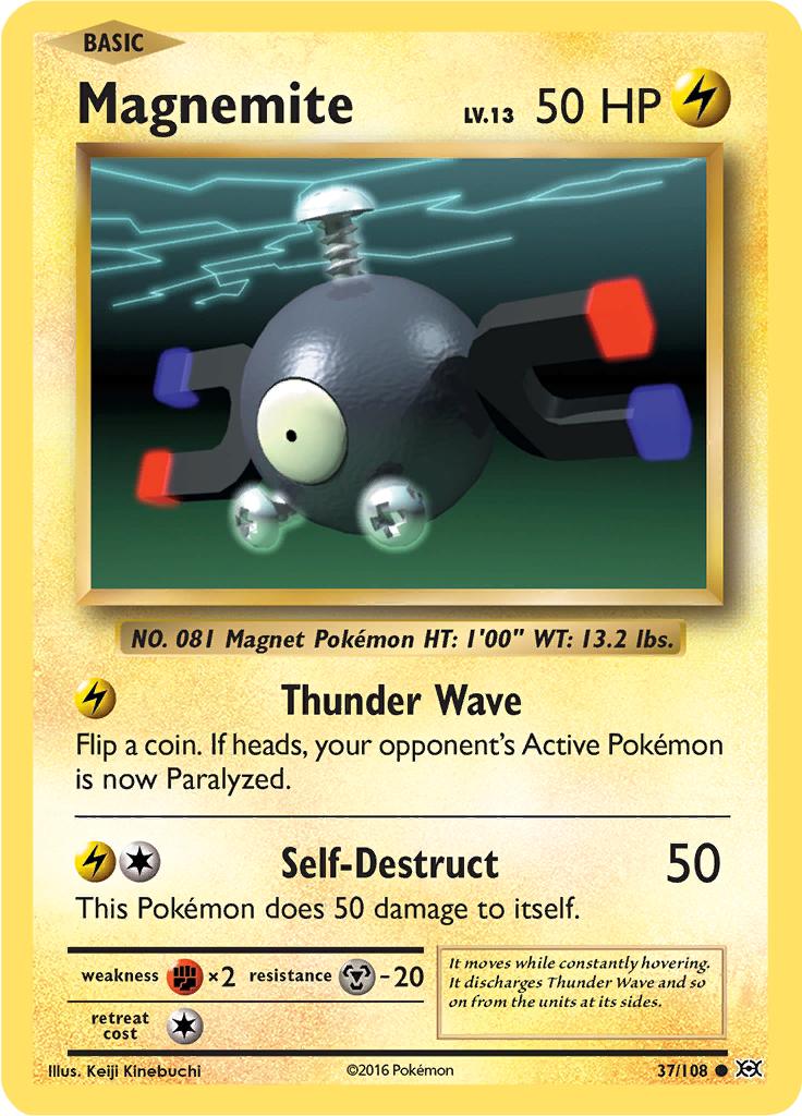 Pokémon-kaart Magnemite 37/108 Common uit de set Evolutions Image principale du produit