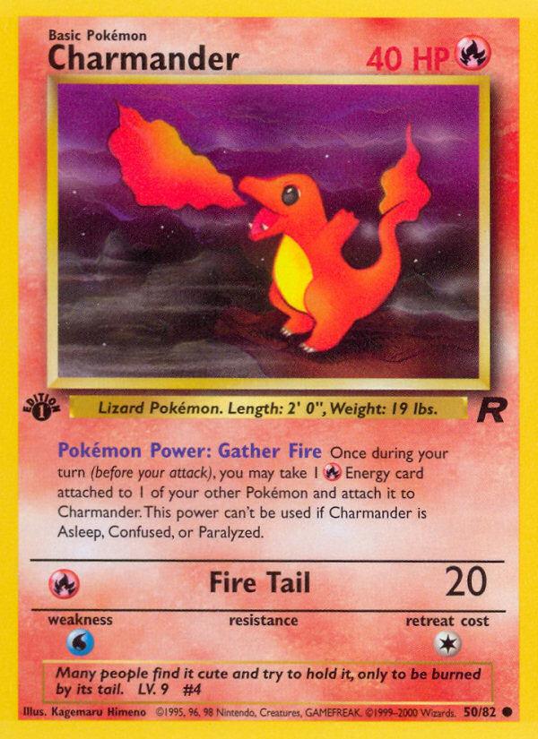 Pokémon-kaart Charmander 50/82 Common uit de set Team Rocket Hoofdafbeelding
