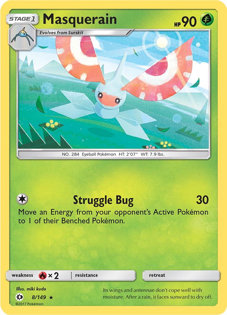 Pokémon-kaart Masquerain 8/149 Rare uit de set Sun & Moon