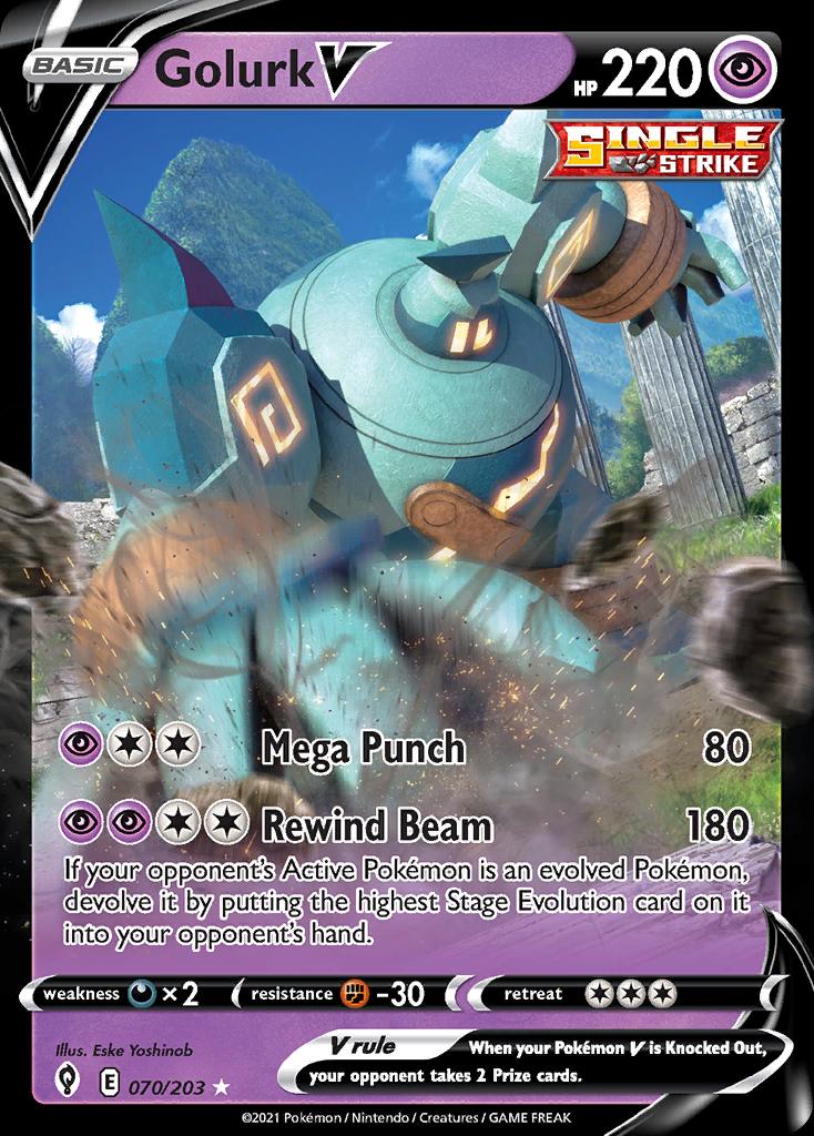 Pokémon-kaart Golurk V 070/203 Ultra Rare uit de set Evolving Skies Hauptbild