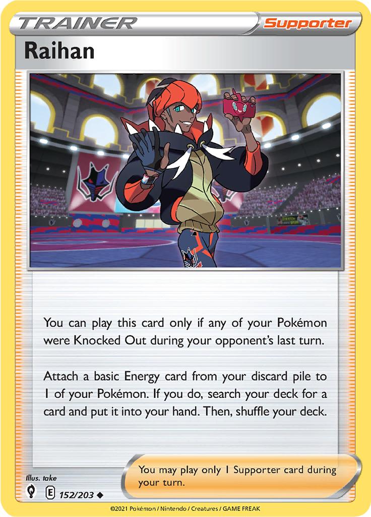 Pokémon-kaart Raihan 152/203 Uncommon uit de set Evolving Skies