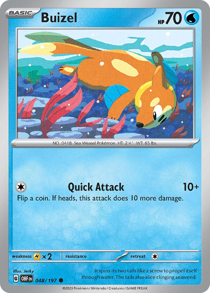 Pokémon-kaart Buizel 048/197 Common uit de set Obsidian Flames