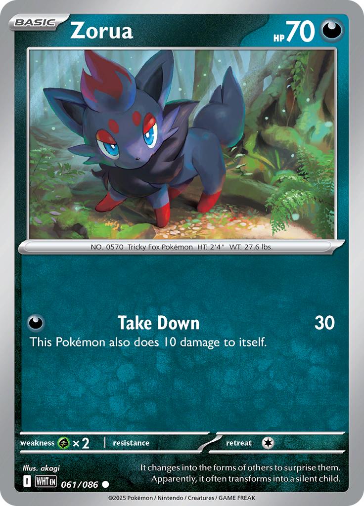 Pokémon-kaart Zorua 061/086 Common uit de set White Flare Hoofdafbeelding