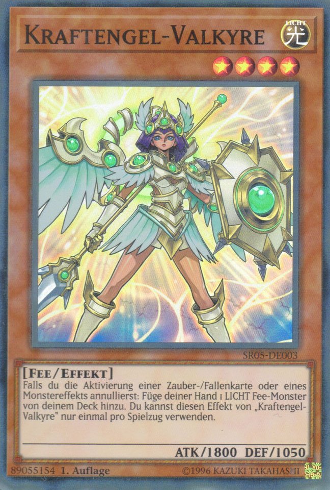 Yu-Gi-Oh!-kaart Power Angel Valkyria SR05-DE003 Super Rare uit Structure Deck: Wave of Light Hoofdafbeelding