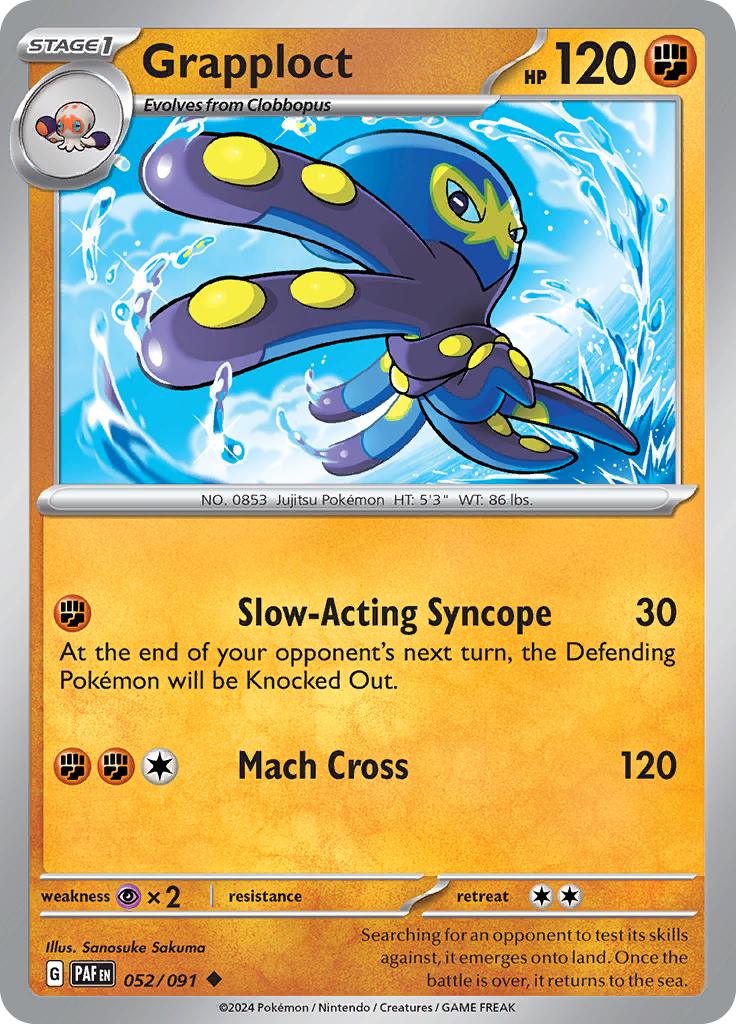 Pokémon-kaart Grapploct 052/091 Uncommon uit de set Paldean Fates