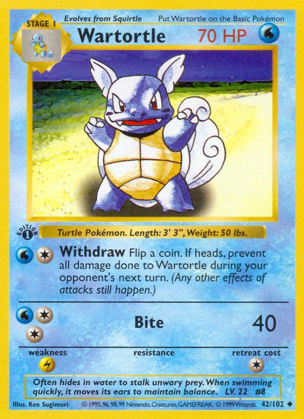 Pokémon-kaart Wartortle 42/102 Uncommon uit de set Base Set