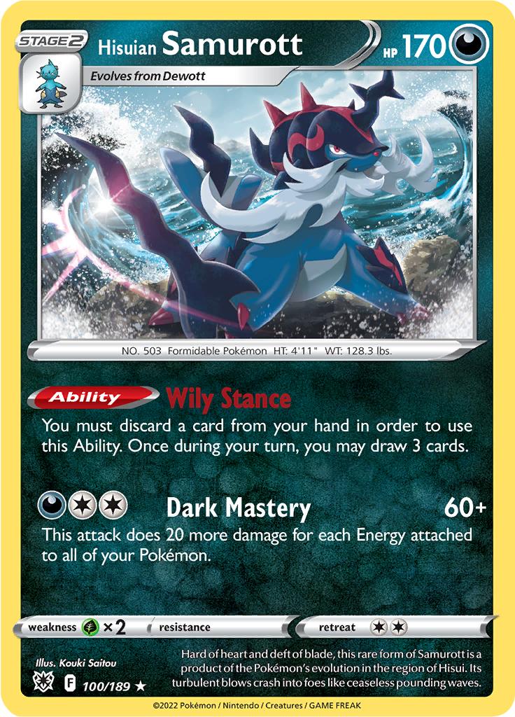 Pokémon-kaart Hisuian Samurott 100/189 Holo Rare uit de set Astral Radiance Hoofdafbeelding