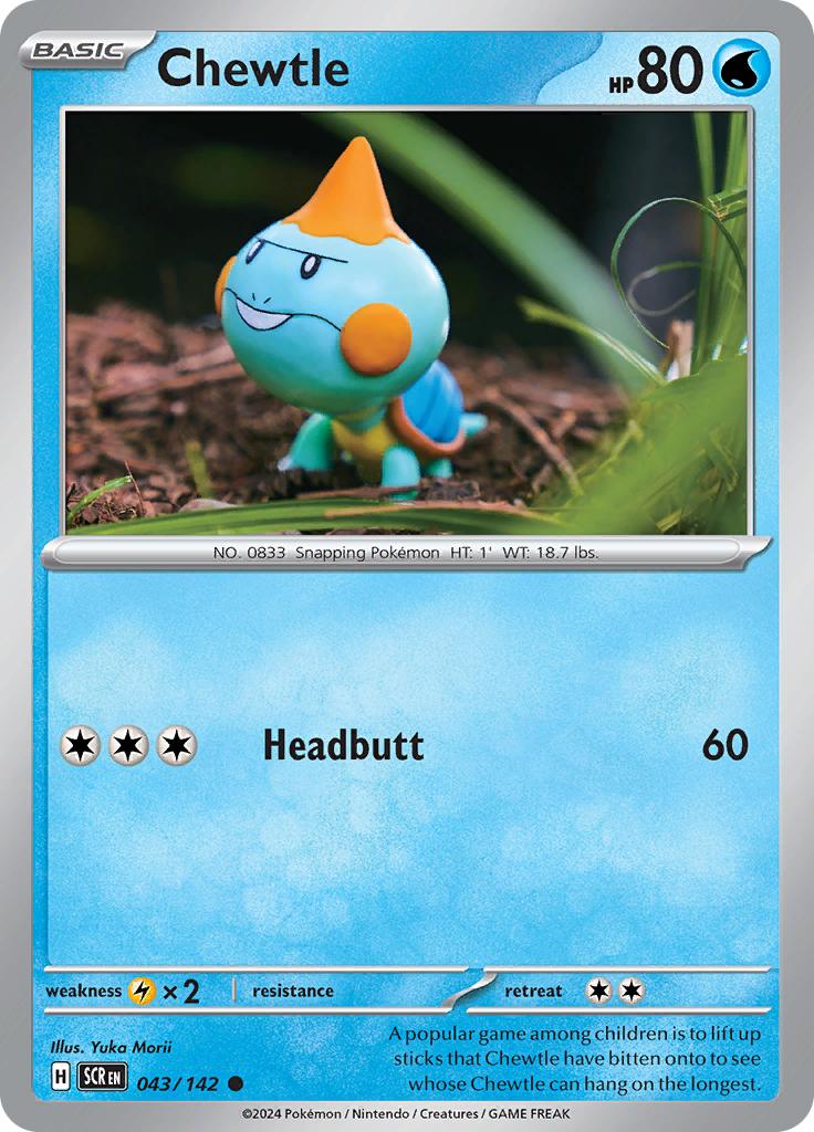 Pokémon-kaart Chewtle 043/142 Common uit de set Stellar Crown Main image