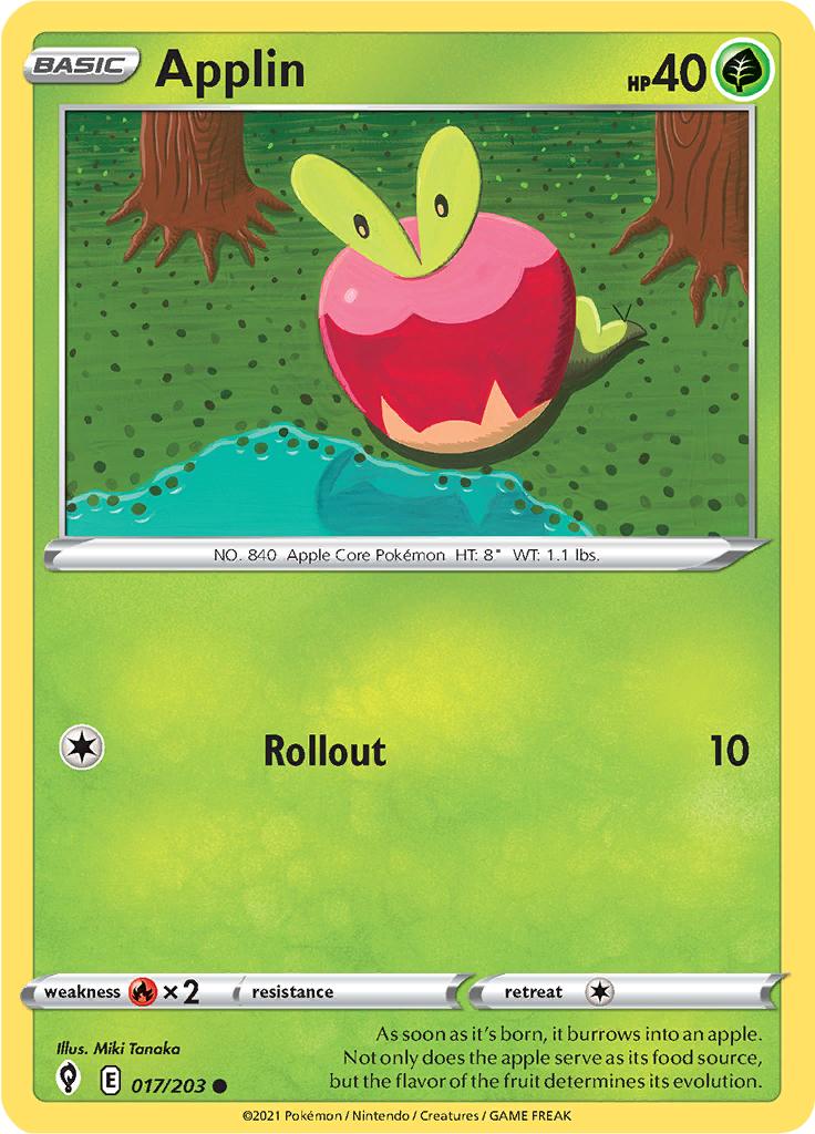 Pokémon-kaart Applin 017/203 Common uit de set Evolving Skies