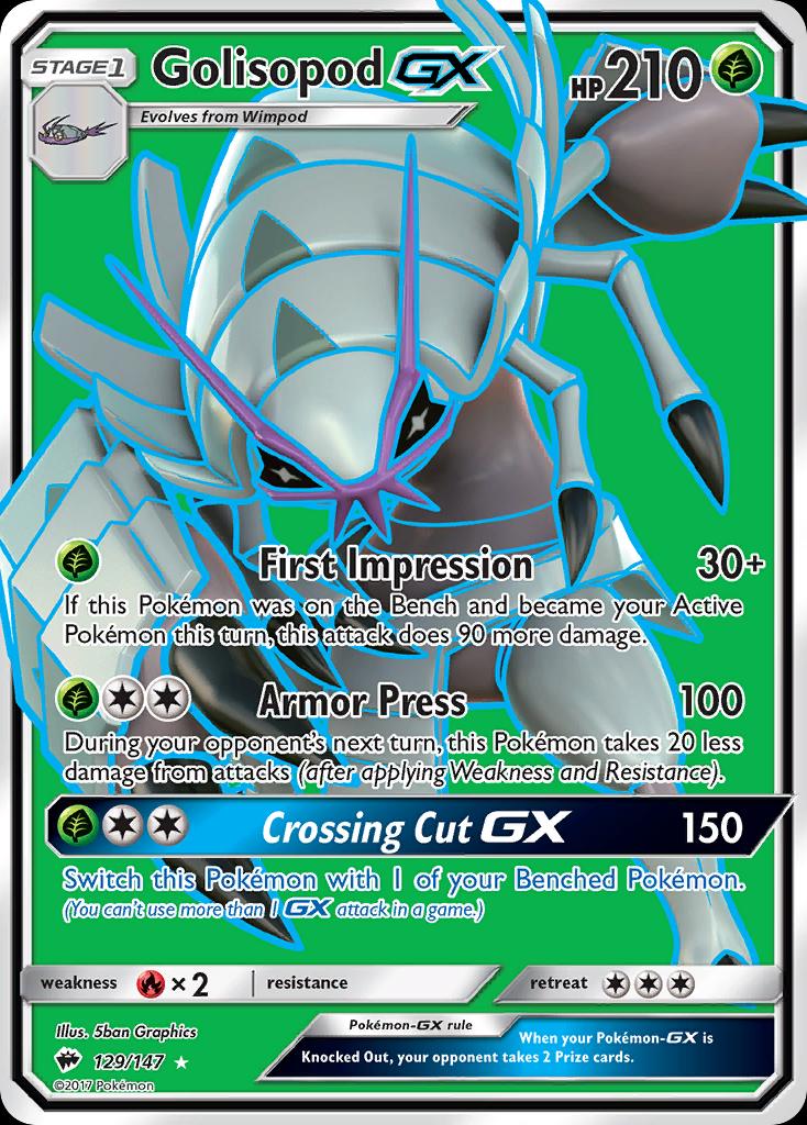 Pokémon-kaart Golisopod GX 129/147 Ultra Rare uit de set Burning Shadows