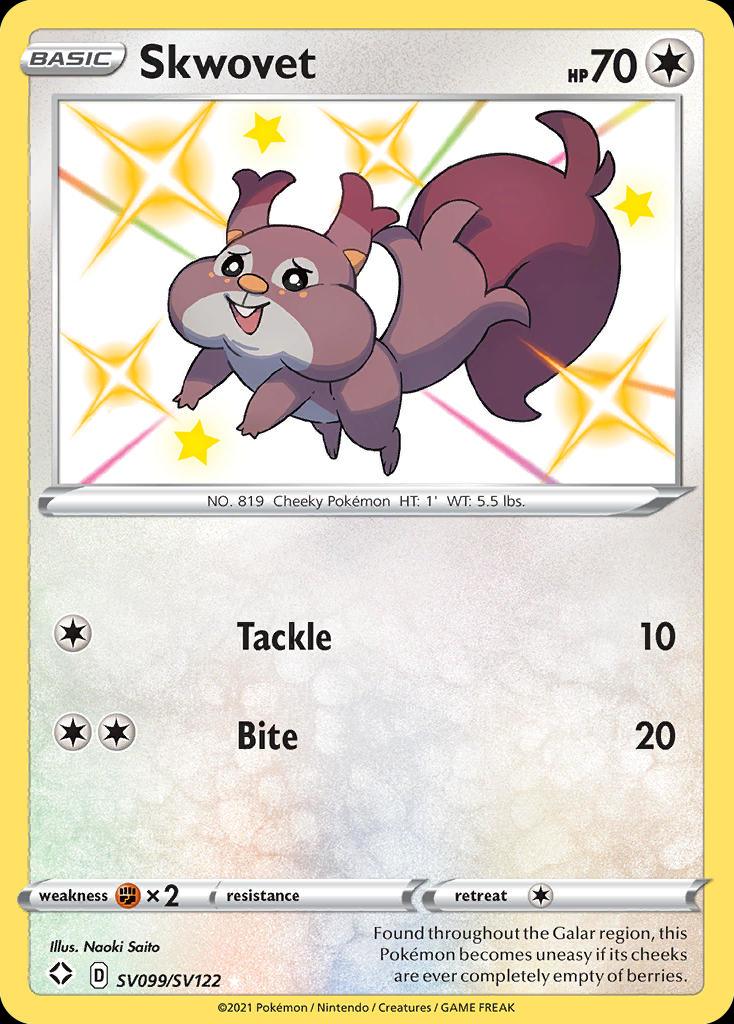 Pokémon-kaart Skwovet SV099/SV122 Secret Rare uit de set Shining Fates