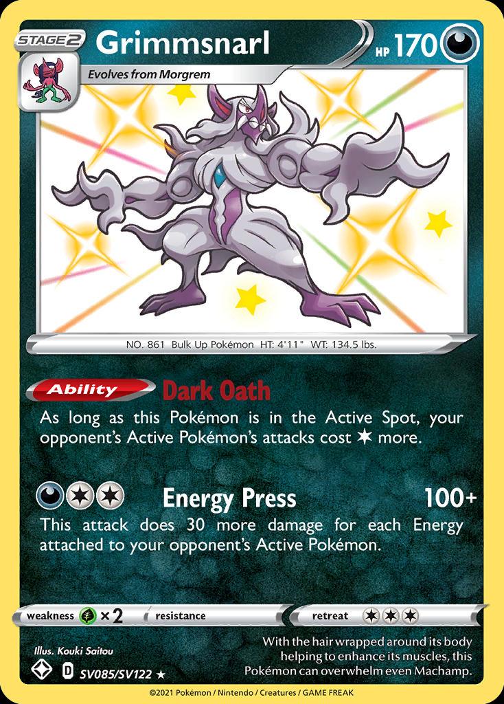 Pokémon-kaart Grimmsnarl SV085/SV122 Secret Rare uit de set Shining Fates