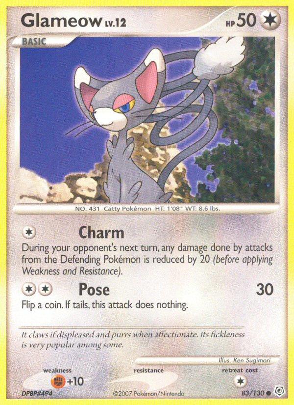 Pokémon-kaart Glameow 83/130 Common uit de set Diamond & Pearl