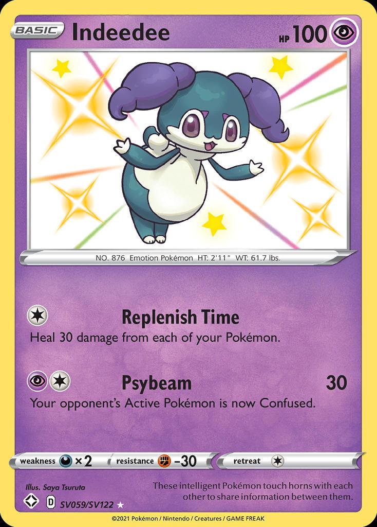 Pokémon-kaart Indeedee SV059/SV122 Secret Rare uit de set Shining Fates