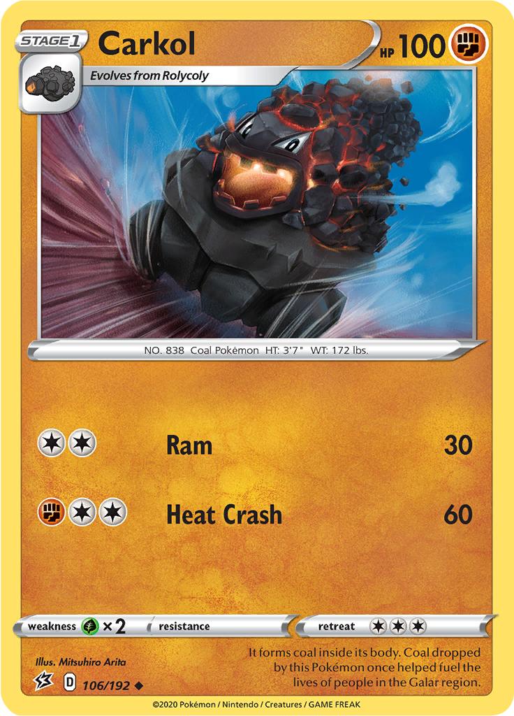 Pokémon-kaart Carkol 106/192 Uncommon uit de set Rebel Clash