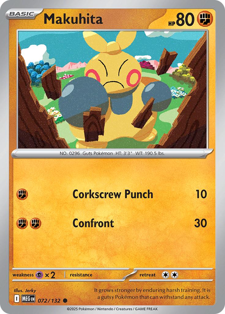 Pokémon-kaart Makuhita 072/132 Common uit de set Mega Evolution