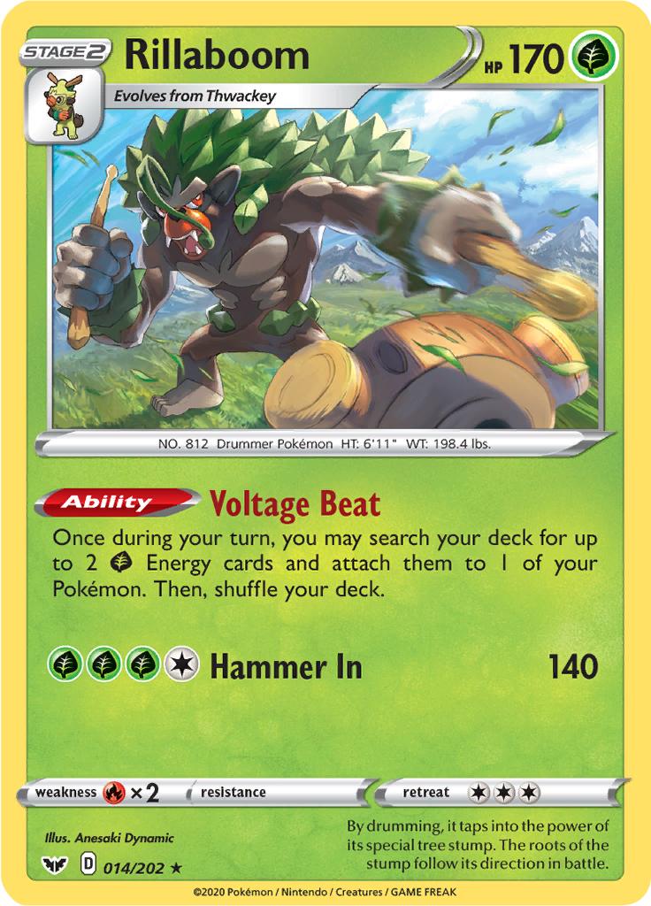 Pokémon-kaart Rillaboom 014/202 Holo Rare uit de set Sword & Shield Hauptbild