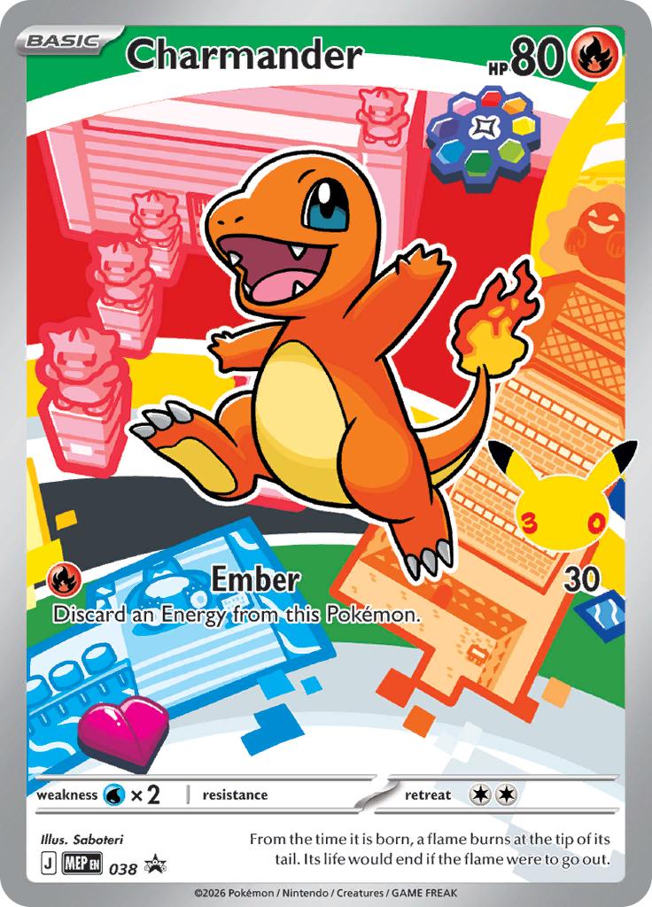 Pokémon-kaart Charmander 038 Promo uit de set MEP Black Star Promos Immagine principale del prodotto