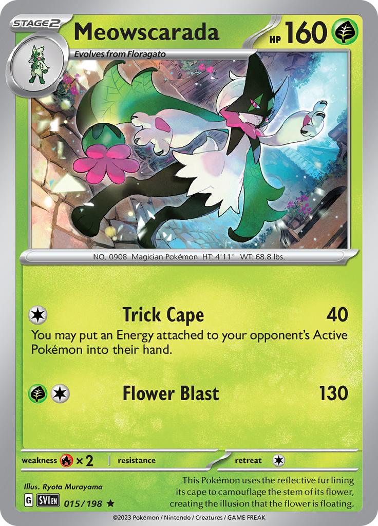 Pokémon-kaart Meowscarada 015/198 Rare uit de set Scarlet & Violet
