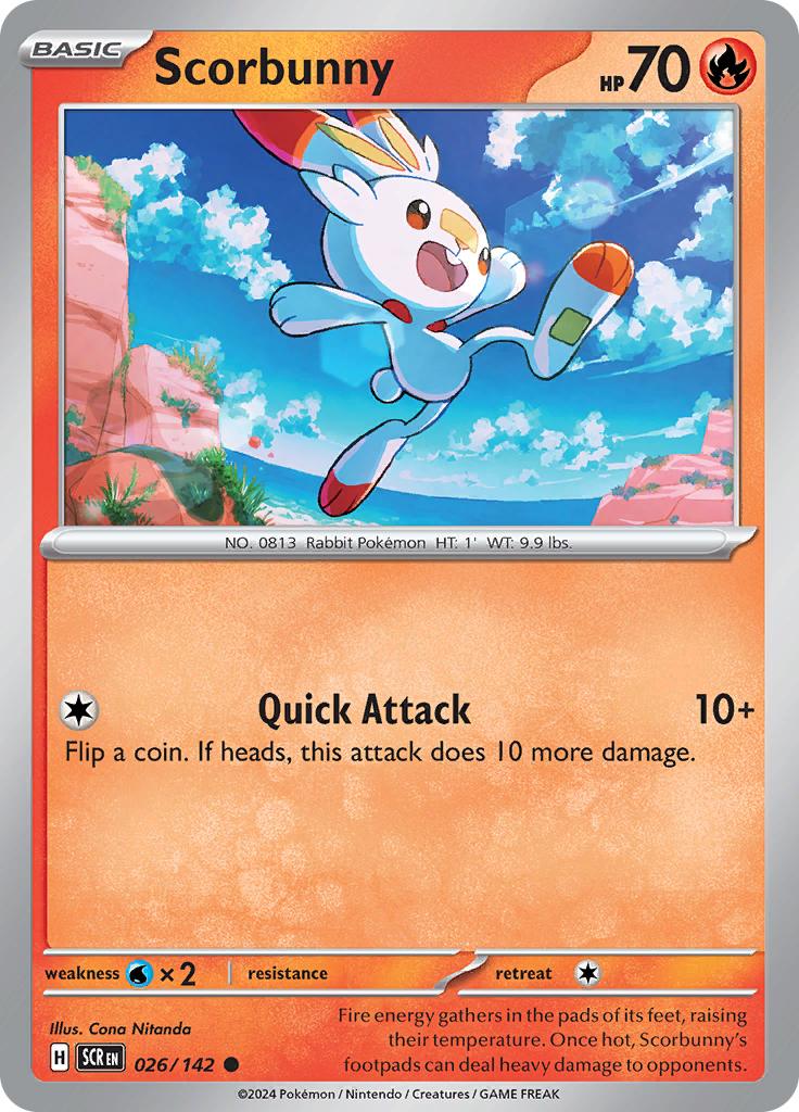 Pokémon-kaart Scorbunny 026/142 Common uit de set Stellar Crown