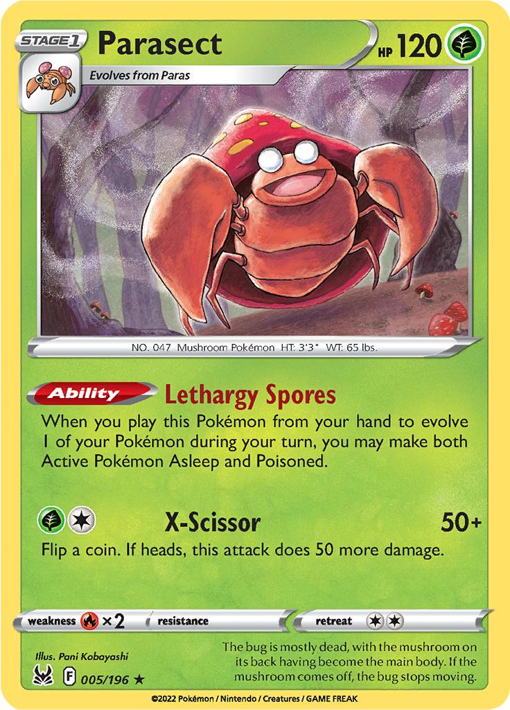 Pokémon-kaart Parasect 005/196 Rare uit de set Lost Origin Hoofdafbeelding