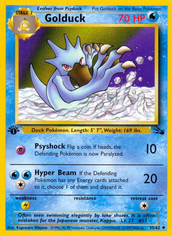 Pokémon-kaart Golduck 35/62 Uncommon uit de set Fossil Hoofdafbeelding