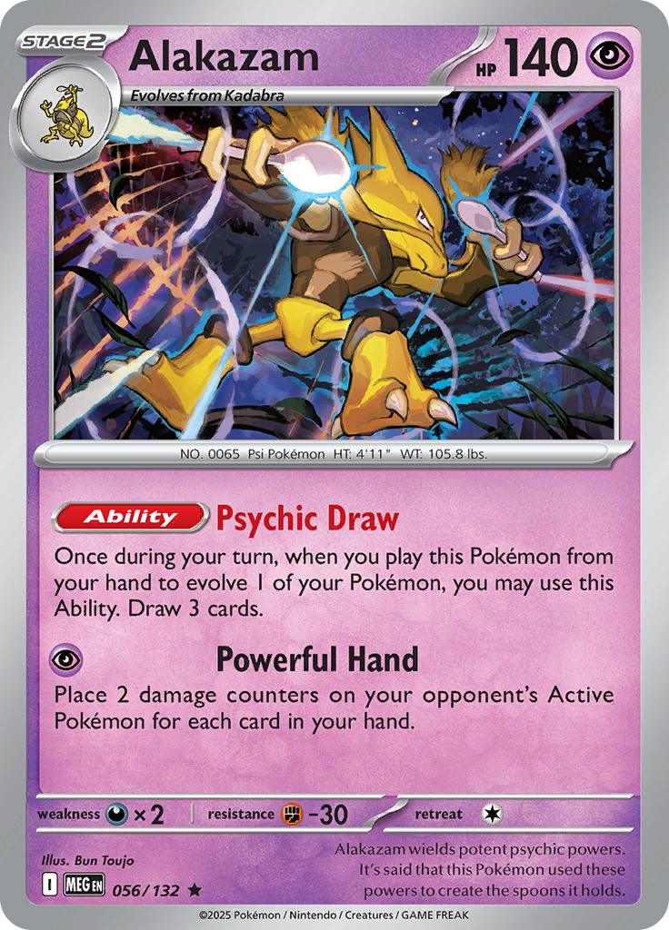 Pokémon-kaart Alakazam 056/132 Rare uit de set Mega Evolution Image principale du produit