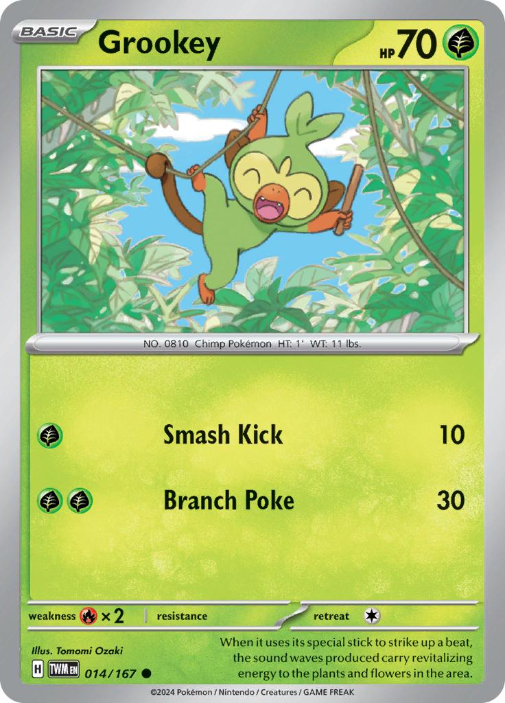 Pokémon-kaart Grookey 014/167 Common uit de set Twilight Masquerade Hoofdafbeelding