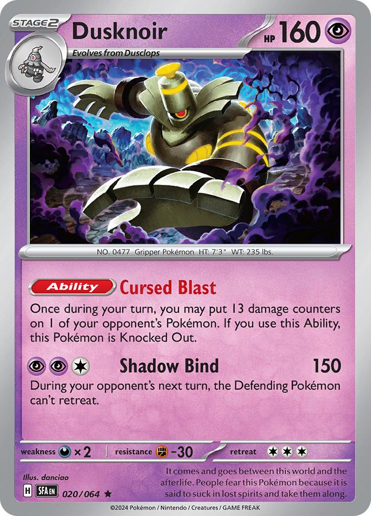 Pokémon-kaart Dusknoir 020/064 Rare uit de set Shrouded Fable Imagen principal del producto