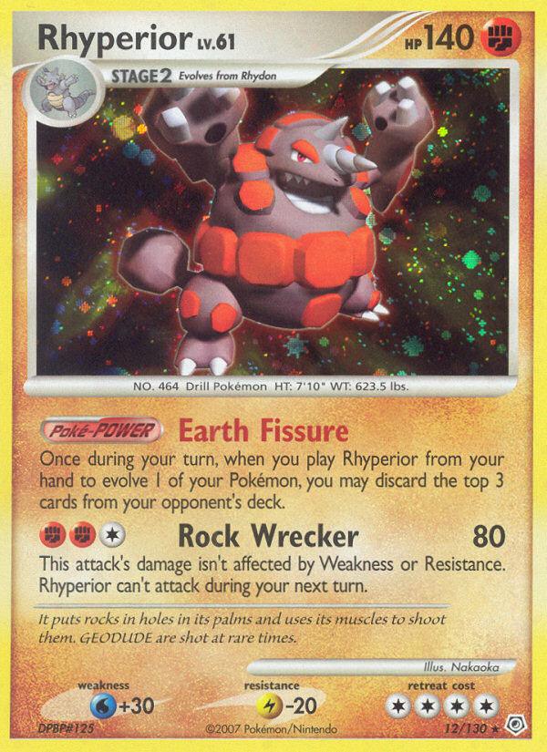 Pokémon-kaart Rhyperior 12/130 Holo Rare uit de set Diamond & Pearl Hoofdafbeelding