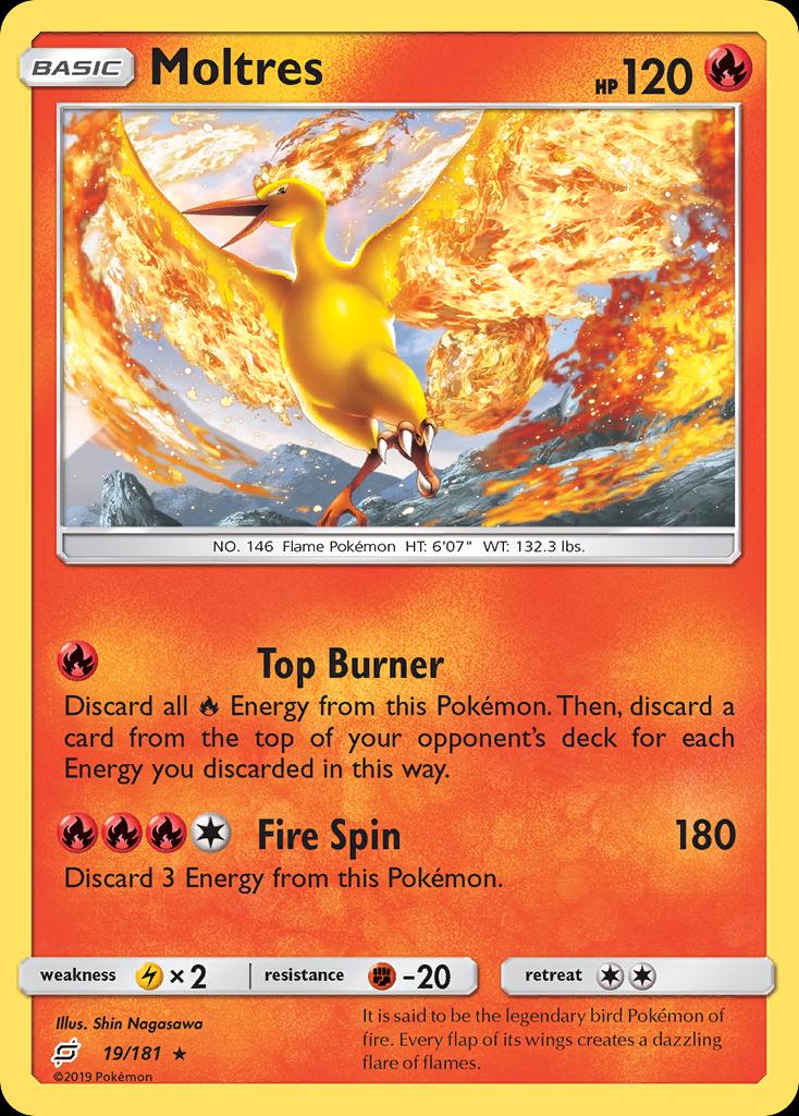 Pokémon-kaart Moltres 19/181 Holo Rare uit de set Team Up Image principale du produit
