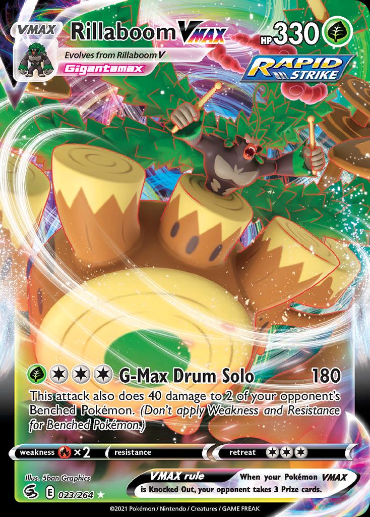 Pokémon-kaart Rillaboom VMAX 023/264 Ultra Rare uit de set Fusion Strike Image principale du produit