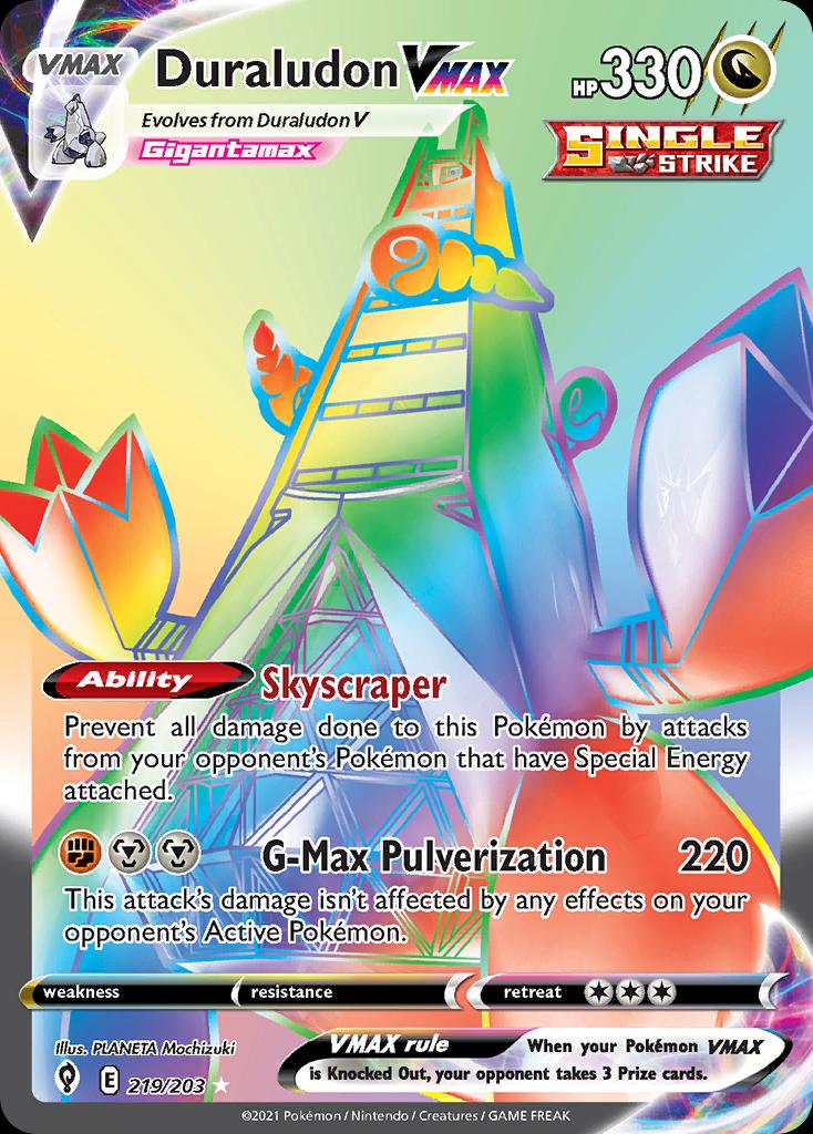 Pokémon-kaart Duraludon VMAX 219/203 Secret Rare uit de set Evolving Skies