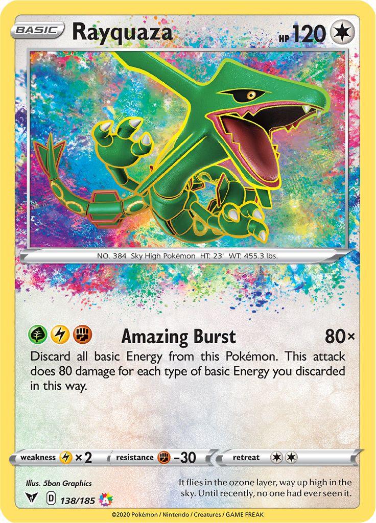 Pokémon-kaart Rayquaza 138 Amazing Rare uit de set Vivid Voltage