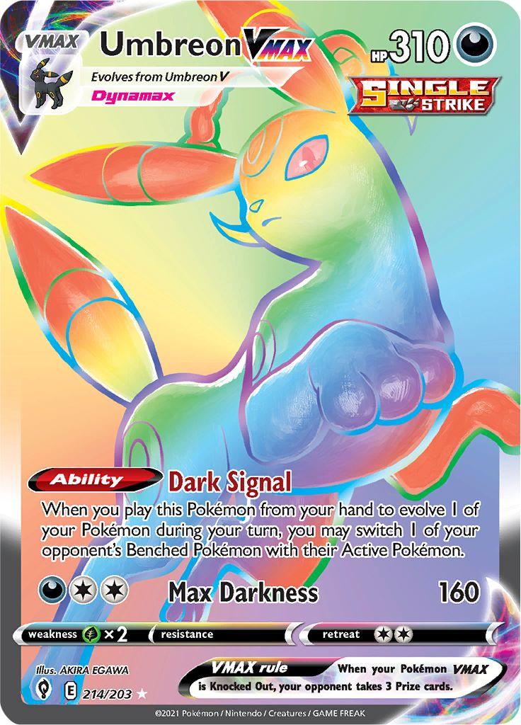Pokémon-kaart Umbreon VMAX 214/203 Secret Rare uit de set Evolving Skies
