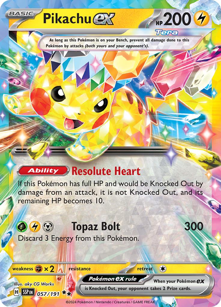 Pokémon-kaart Pikachu ex 057/191 Double Rare uit de set Surging Sparks