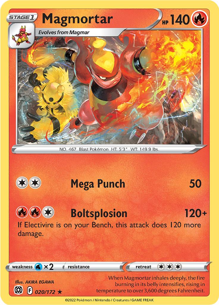 Pokémon-kaart Magmortar 020/172 Rare uit de set Brilliant Stars