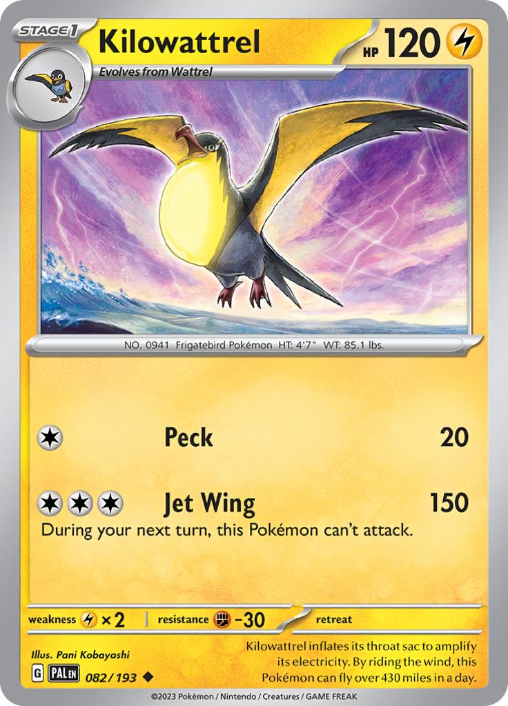 Pokémon-kaart Kilowattrel 082/193 Uncommon uit de set Paldea Evolved