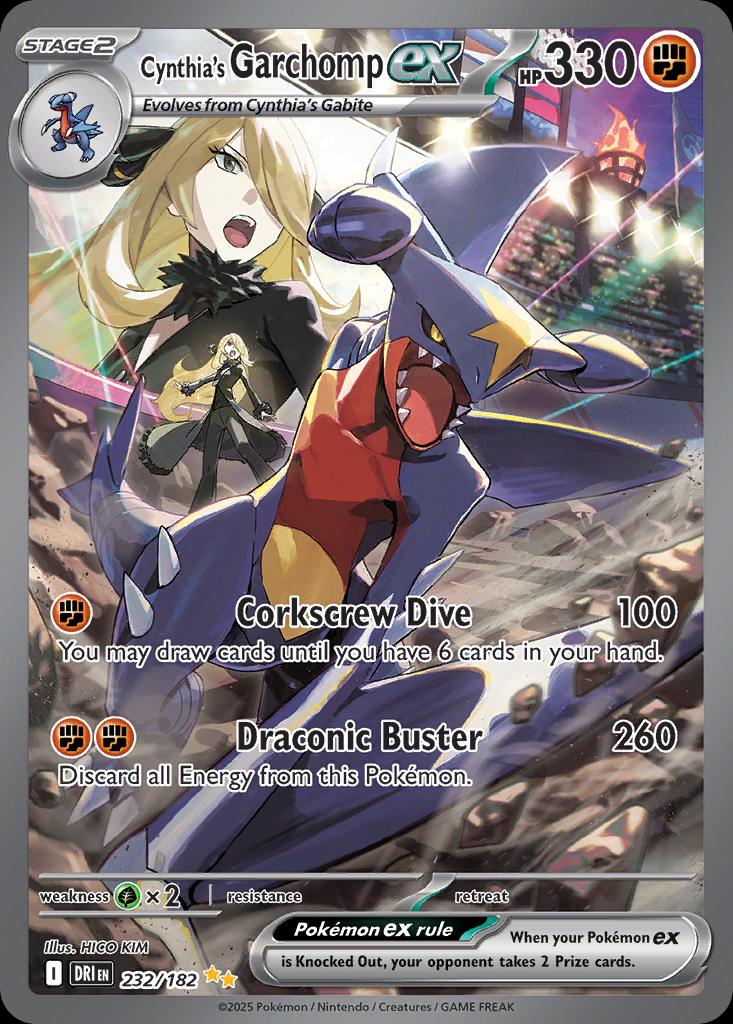 Pokémon-kaart Cynthia's Garchomp ex 232/182 Special Illustration Rare uit de set Destined Rivals